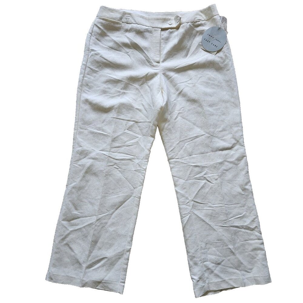 Emma James Wide Leg Pants Womens 16 Ivory Linen Blend Trousers Lined Washable
